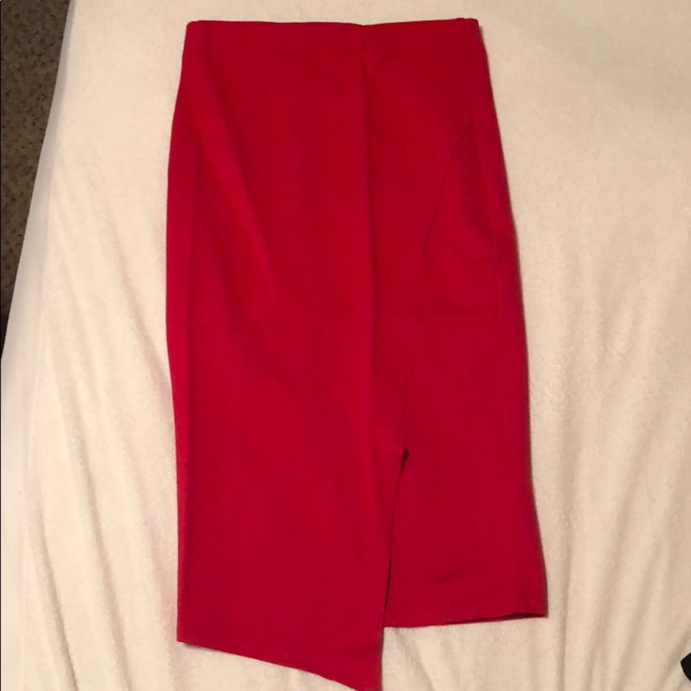 Red pencil skirt